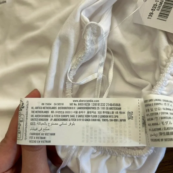 Abercrombie & Fitch Modal-Blend White Off-Shoulder Ruched Top Size L - Picture 8 of 9